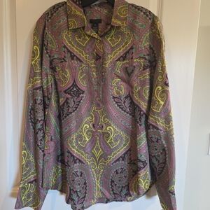 J. Crew Collection 10 NWOT Multicolor Paisley Blouse 100% silk